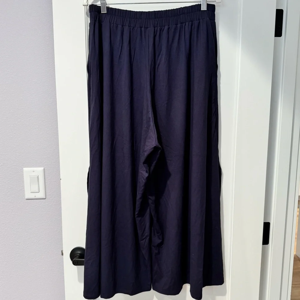 EUC Rai Crop Wide-Leg Pants double as a midi skirt XL navy blue purple - Picture 2 of 11